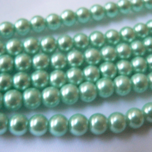 Blue Moon Manor House 14"L Glass Pearl Mint Green Lot of 3 strands crafts beads - Picture 7 of 7